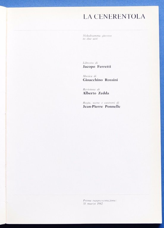 Musica - Libretto opera La Cenerentola - G. Rossini - …