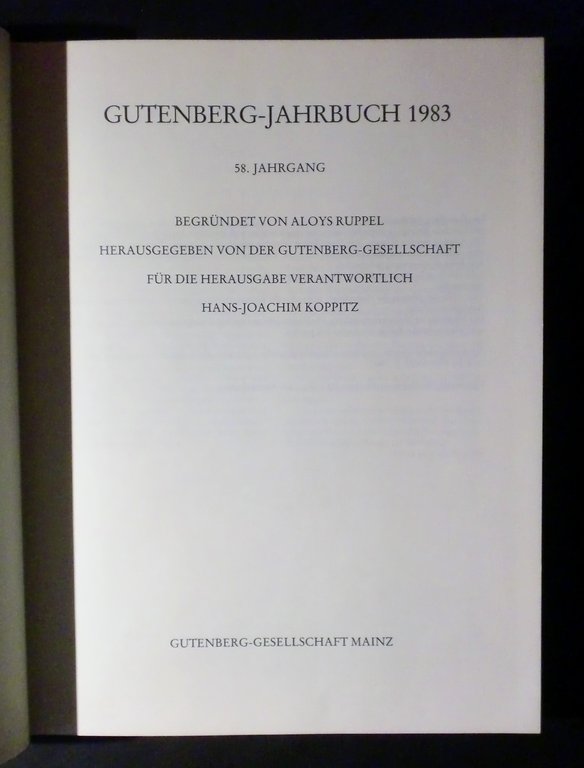 Musica - Libri e riviste - Gutenberg Jahrbuch 1983 