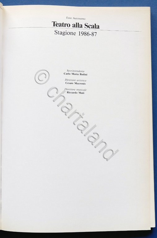 Musica - Teatro alla Scala - Programma Stagione 1986-1987 
