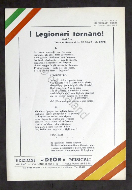 Musica - Testo marcia - I Legionari tornano - Guerra …