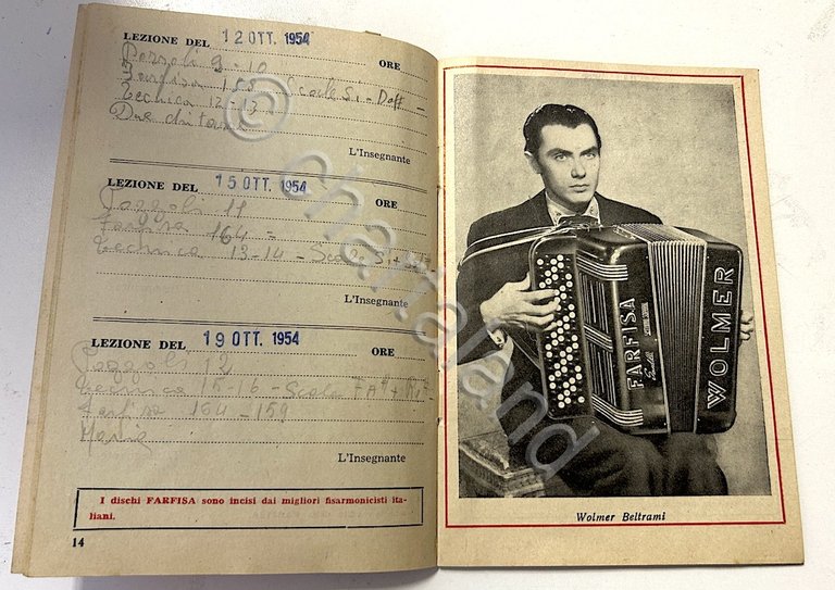 Musica fisarmonica - Diario delle lezioni Farfisa - ed. 1954
