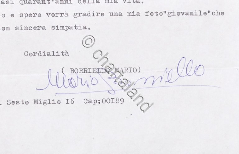 Musica Lirica - Lettera con autografo del baritono Mario Borriello …