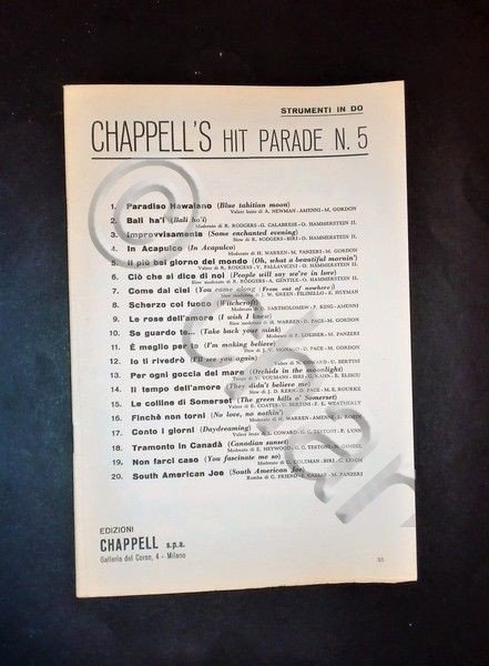 Musica Spartiti - Chappell's hit parade n.5 - Strumenti in … | Immagine principale