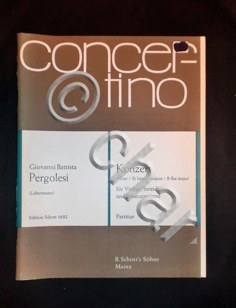 Musica spartiti - G. B. Pergolesi - Konzert B-dur - …