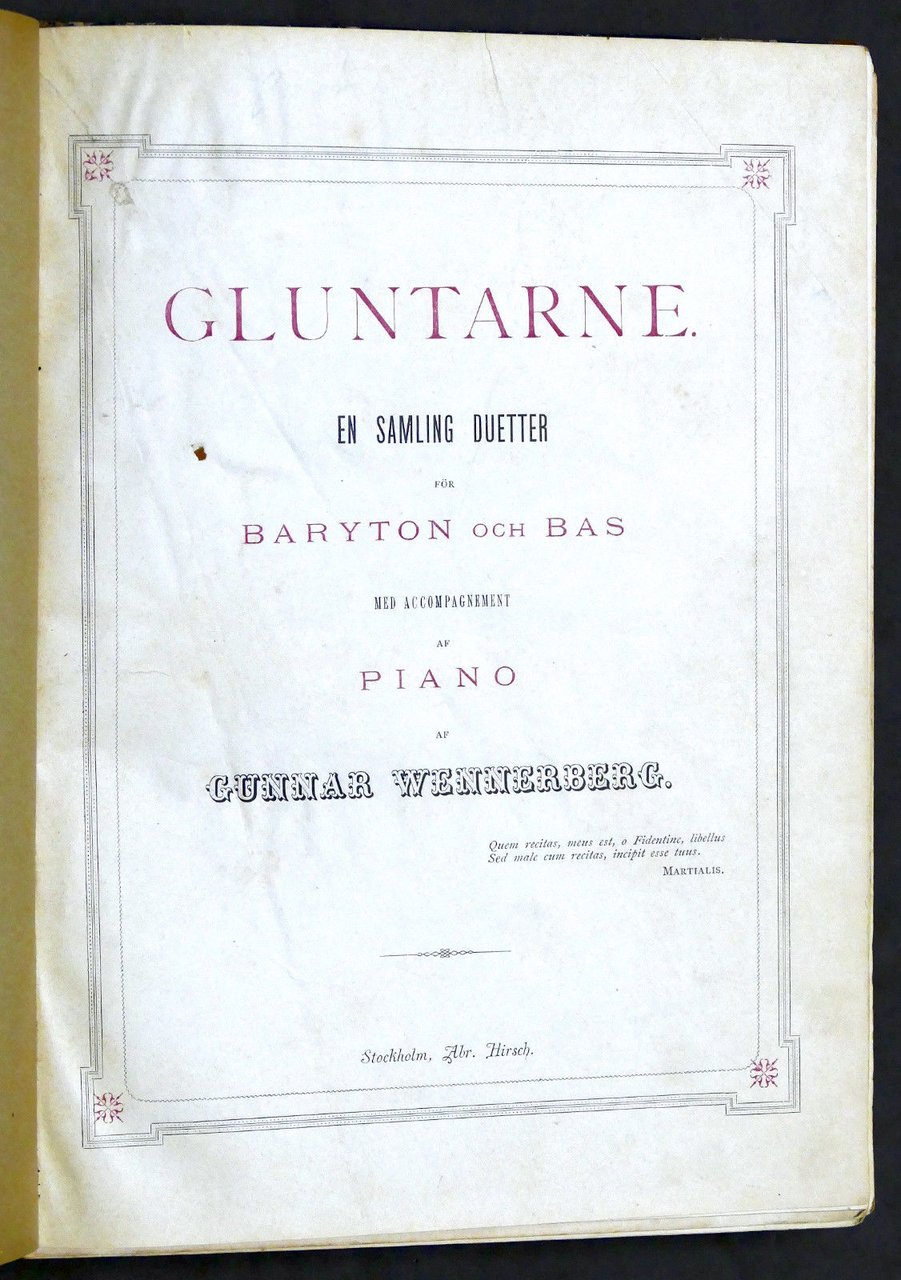 Musica Spartiti - G. Wennerberg - Gluntarne - Canto e … | Immagine principale