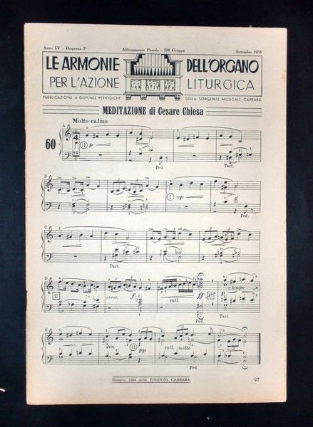 Musica spartiti - Le armonie dell'organo - Anno IV - … | Immagine principale