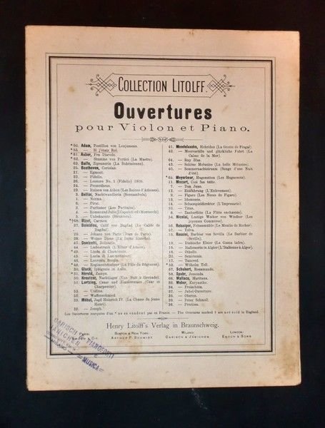 Musica Spartiti - Ouverture pour violon et piano - N. …