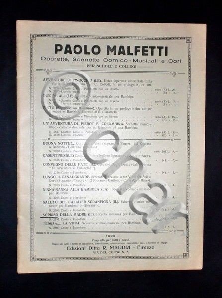 Musica Spartiti - Paolo Malfetti - Operette, Scenette comico musicali … | Immagine Gallery 2
