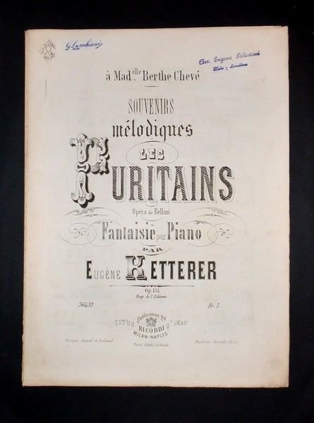 Musica Spartiti - Souvenirs mèlodiques - Les Puritans - Fantaisie … | Immagine principale