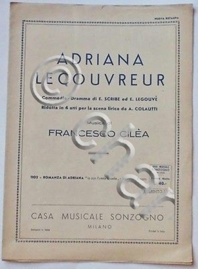 Musica Spartito - Adriana Le Couvreur - Commedia-Dramma - 1944