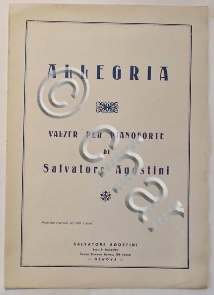 Musica Spartito - Allegria - Valzer per Pianoforte - S. …