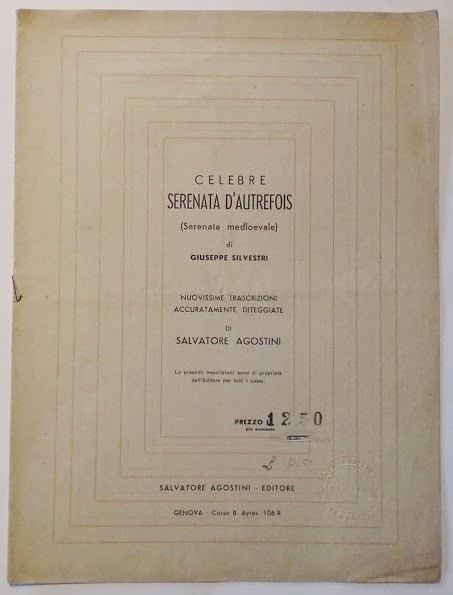 Musica Spartito - Celebre serenata d'Autrefois - G. Silvestri - …