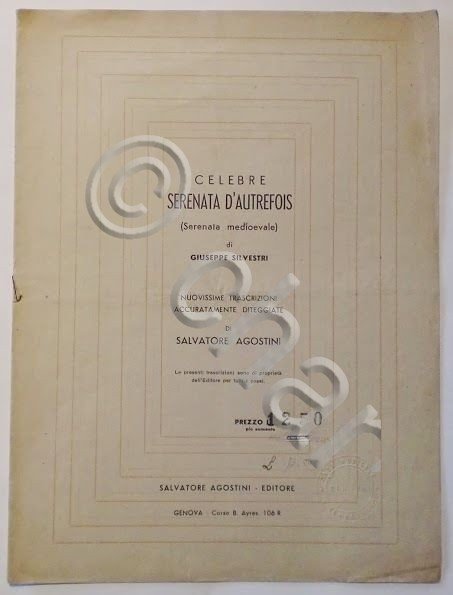 Musica Spartito - Celebre serenata d'Autrefois - G. Silvestri - …