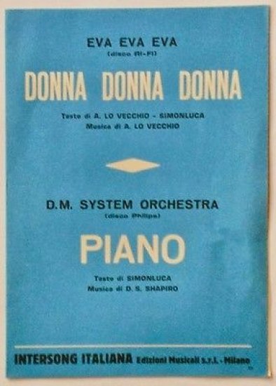 Musica Spartito - Donna donna donna - Piano - 1978