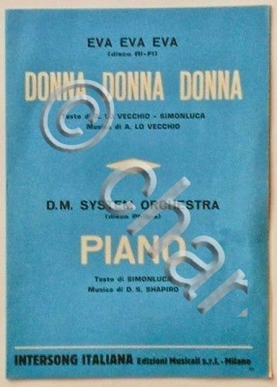 Musica Spartito - Donna donna donna - Piano - 1978