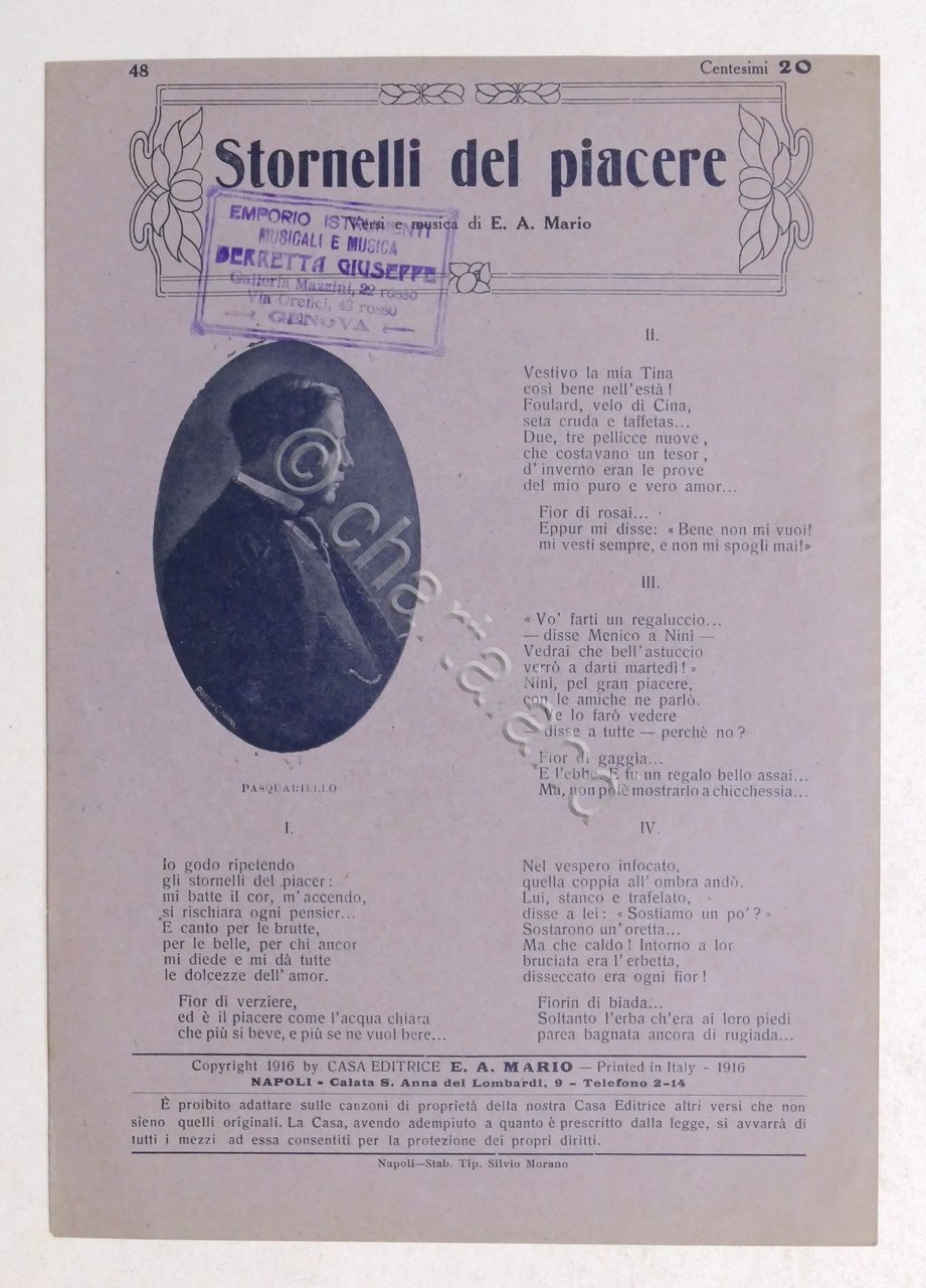 Musica Spartito - E.A. Mario - Stornelli del piacere - …
