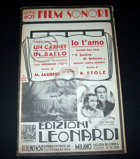 Musica Spartito - Film sonori - 1937