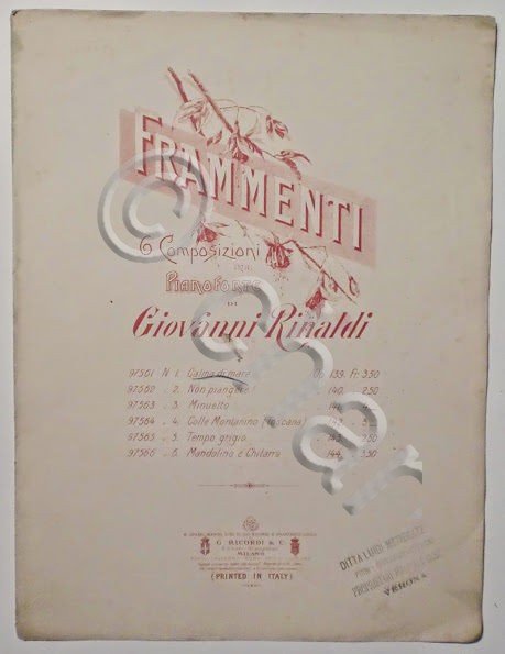 Musica Spartito - Frammenti - 6 composizioni - Pianoforte - …