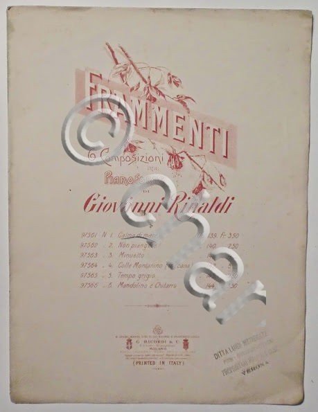 Musica Spartito - Frammenti - 6 composizioni - Pianoforte - …