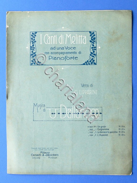 Musica Spartito - I Canti di Melitta con accompagnamento di … | Immagine Gallery 2