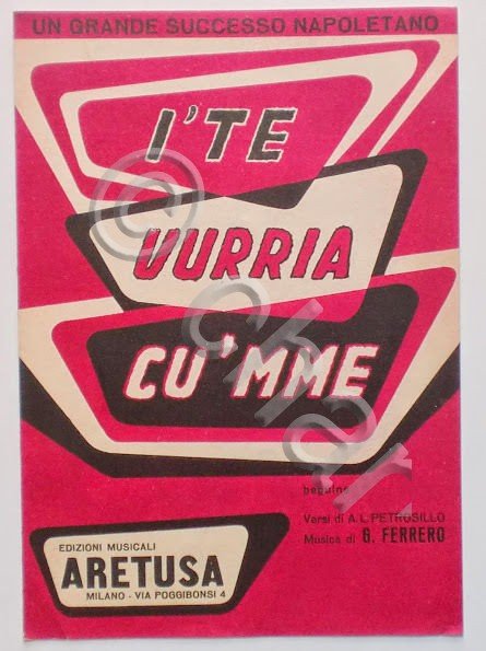 Musica Spartito - I'te vurria cu'mme - Canto, Mandolino o …