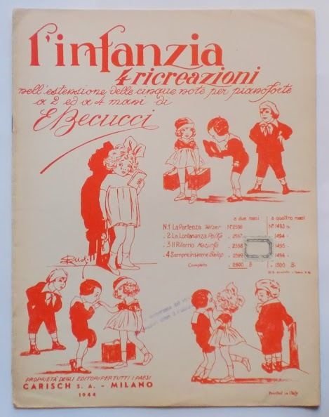 Musica Spartito - L' infanzia - 4 ricreazioni - Pianoforte