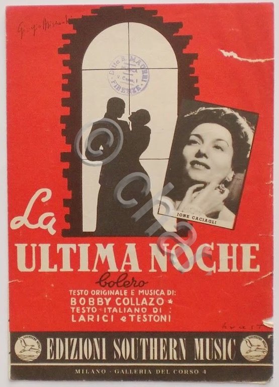 Musica Spartito - La ultima noche - Canto, Mandolino o …