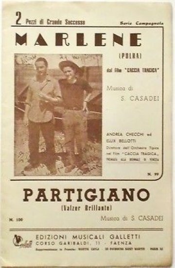 Musica Spartito - Marlene - Partigiano - Pianoforte - 1948