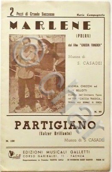 Musica Spartito - Marlene - Partigiano - Pianoforte - 1948