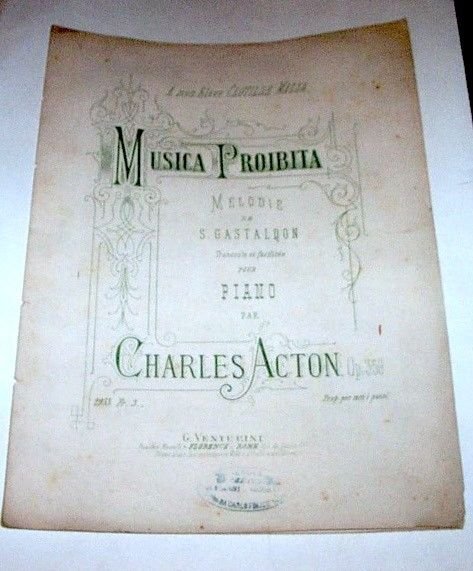 Musica Spartito - Musica Proibita - S. Gastaldon - 1900 …