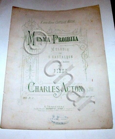 Musica Spartito - Musica Proibita - S. Gastaldon - 1900 …