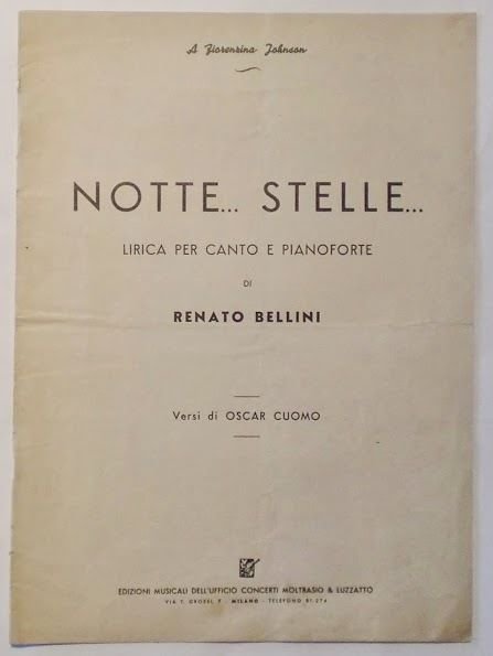 Musica Spartito - Notte...Stelle... - Lirica per Canto e Pianoforte - R. Bellini