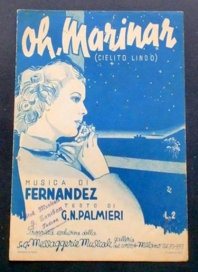 Musica Spartito - Oh, Marinar - Canto-Mandolino o Fisarmonica - …