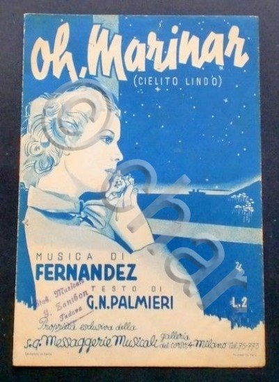 Musica Spartito - Oh, Marinar - Canto-Mandolino o Fisarmonica - …