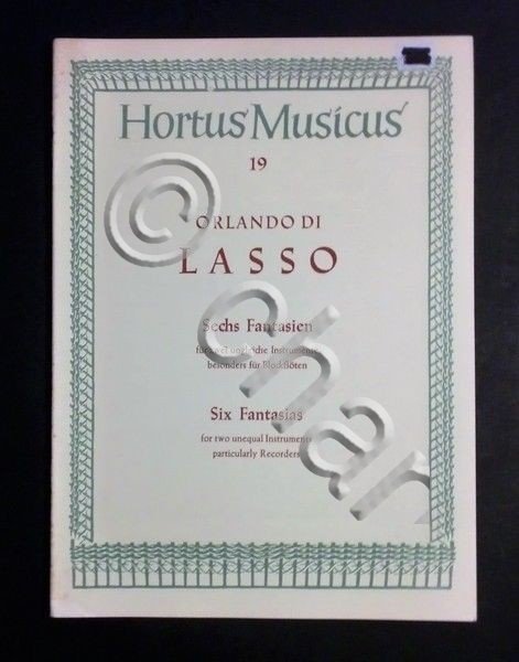 Musica Spartito - Orlando Di Lasso - Six Fantasias - …