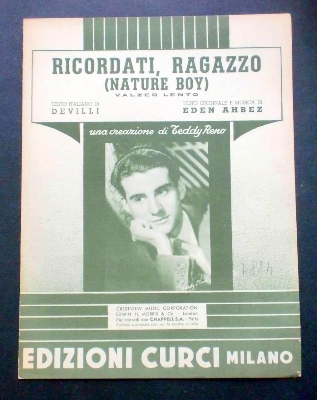 Musica Spartito - Ricordati, ragazzo - Teddy Reno - Pianoforte …