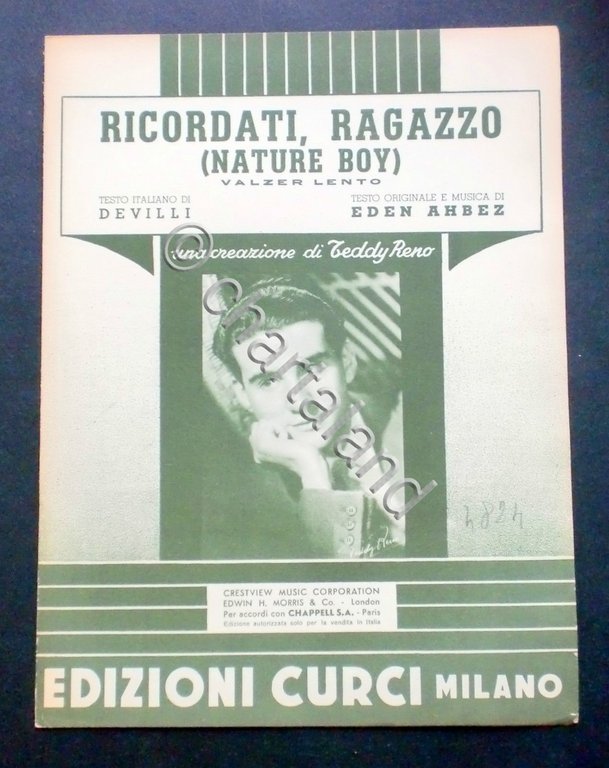 Musica Spartito - Ricordati, ragazzo - Teddy Reno - Pianoforte …