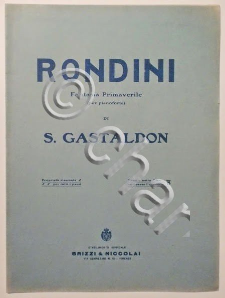 Musica Spartito - Rondini - Fantasia Primaverile - Pianoforte - …