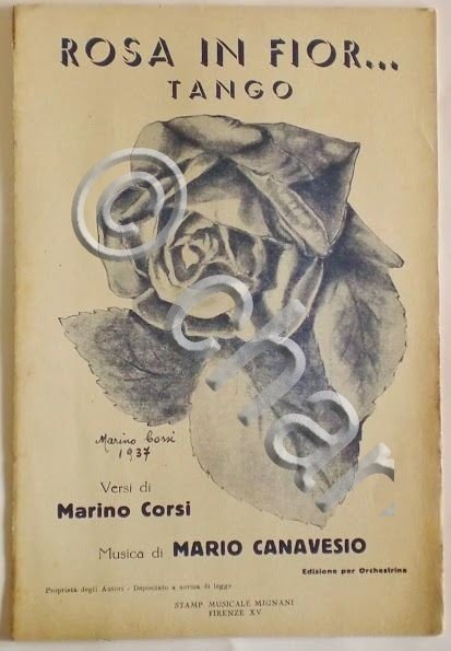Musica Spartito - Rosa in fior... - Tango - 1937