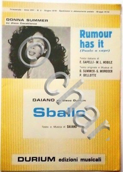 Musica Spartito - Rumour has it - Sballo - 1978