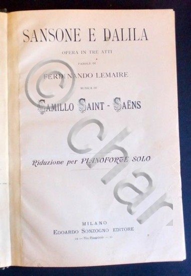 Musica Spartito - Sansone e Dalila - Camillo Saint-Saens - …