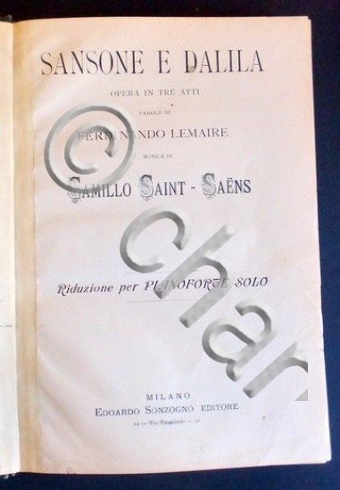 Musica Spartito - Sansone e Dalila - Camillo Saint-Saens - …