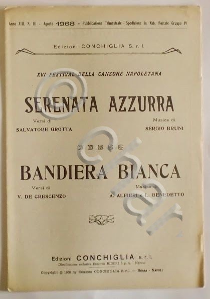 Musica Spartito - Serenata Azzurra - Bandiera Bianca - 1968