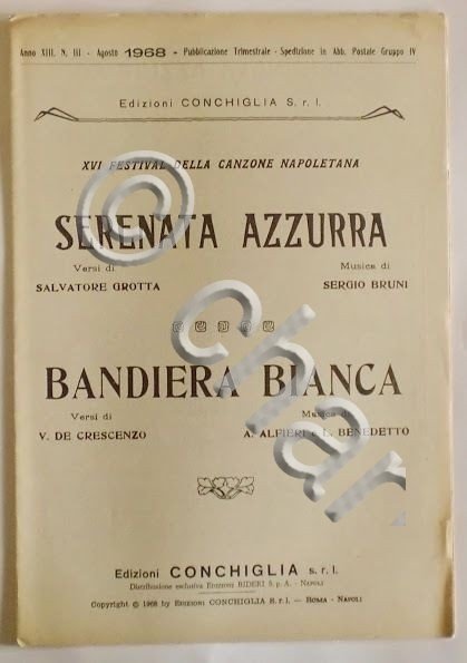 Musica Spartito - Serenata Azzurra - Bandiera Bianca - 1968