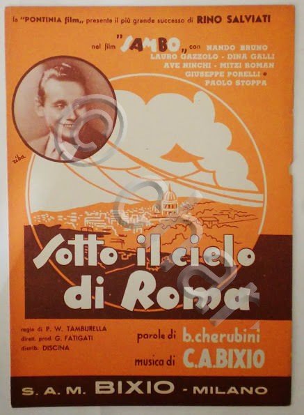Musica Spartito - Sotto il cielo di Roma - C.A. Bixio - 1951
