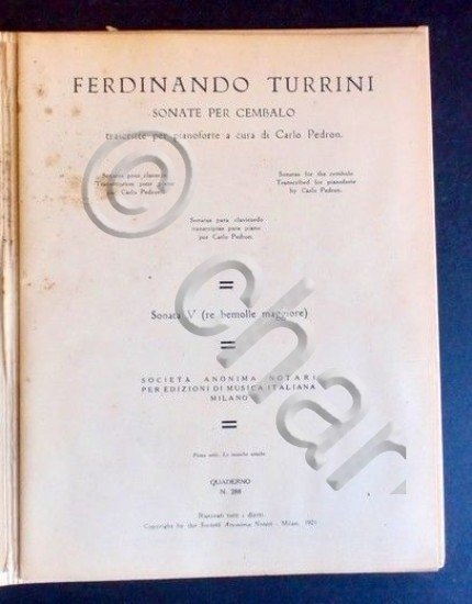 Musica Spartito Classici Musica Italiana D'Annunzio - Ferdinando Turrini 1921