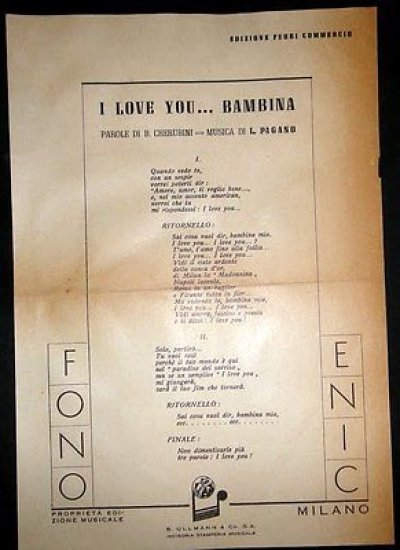 Musica Spartito I Love you Bambina - è Arrivato Mustafà … | Immagine principale