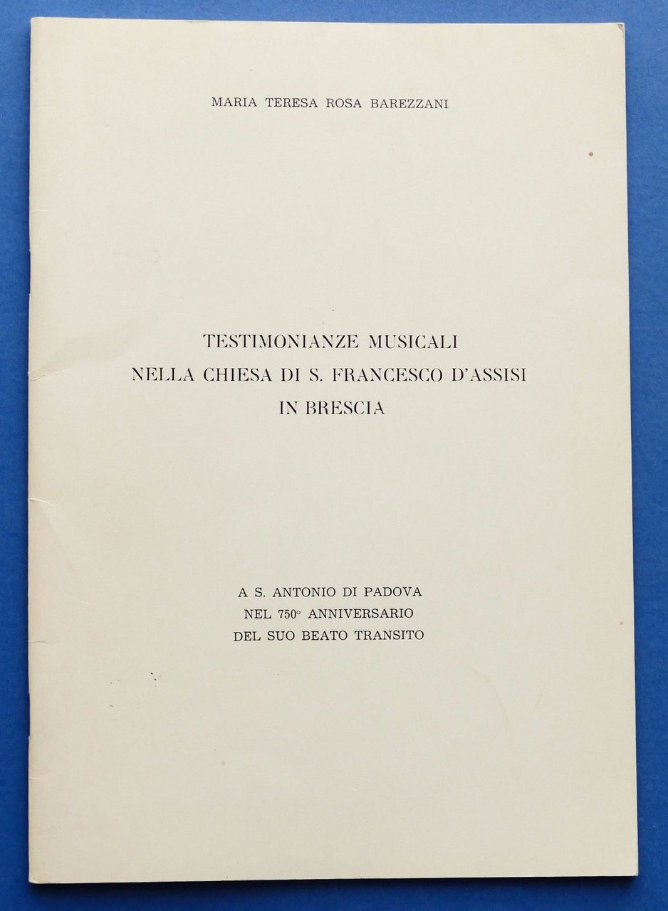 Musica Testimonianze musicali nella Chiesa S. Francesco d'Assisi in Brescia … | Immagine principale