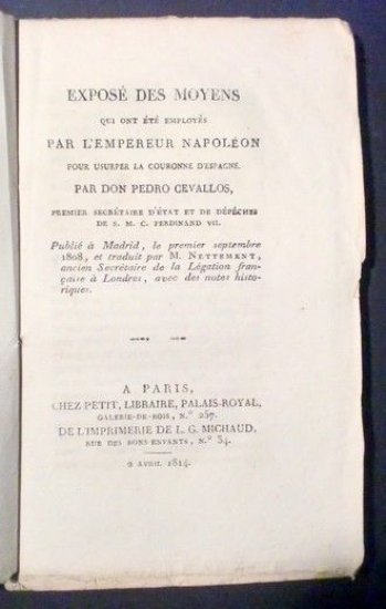 Napoleonica - Exposé des Moyens par l'empereur Napoleon - 1^ … | Immagine principale