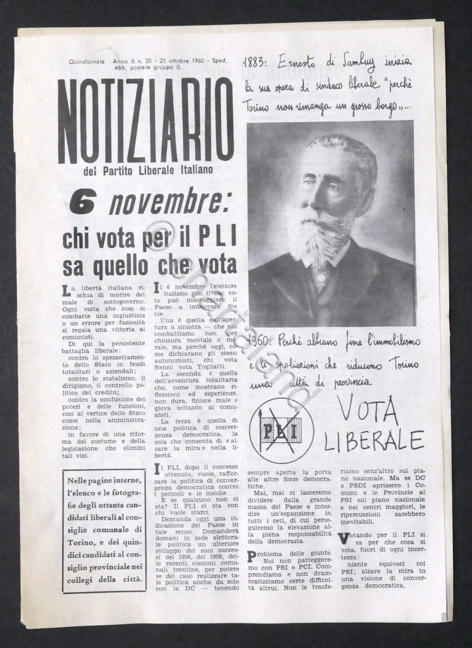 Notiziario Partito Liberale Italiano - Consiglieri Torino Anno II N. …